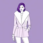 high-waisted light purple jacket with white fur collar image